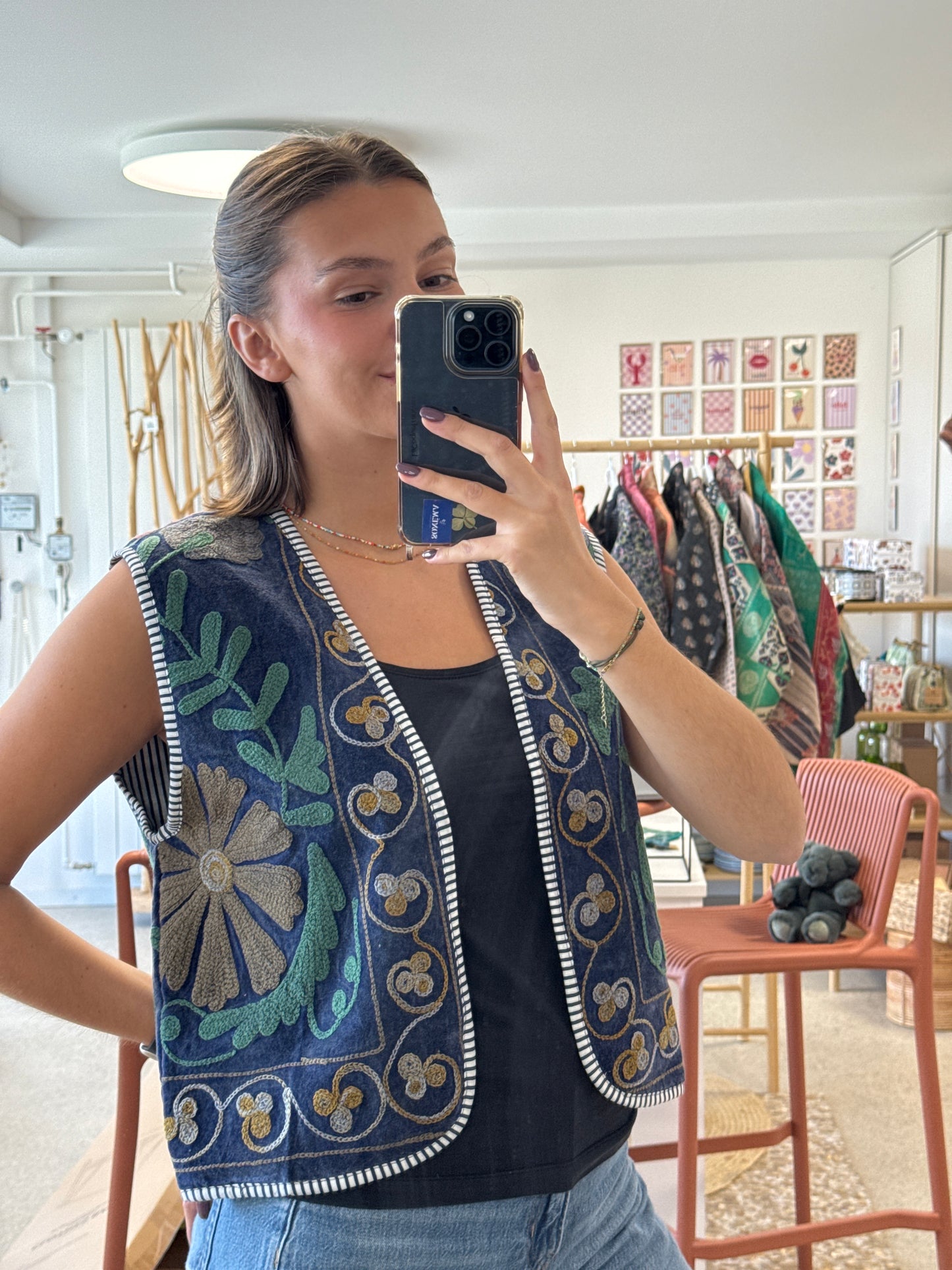 Gilet bolero - Velours brodé