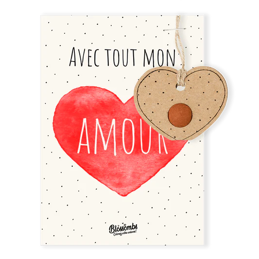 Pendentif Bombe de fleurs + carte "Avec tout mon amour"